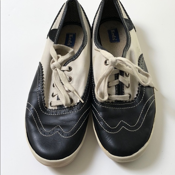 keds black and white saddle shoes